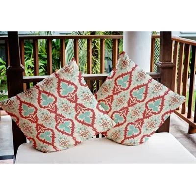 E By Design Indoor/outdoor Throw Pillow In Light Blue,red