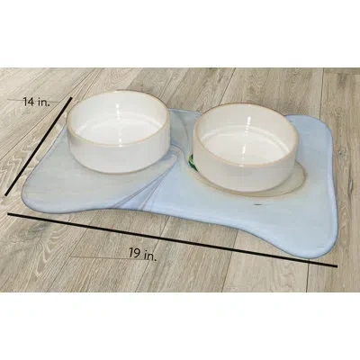 E By Design Infinity Swirl Bone Shape Pet Feeding Placemat In Blue