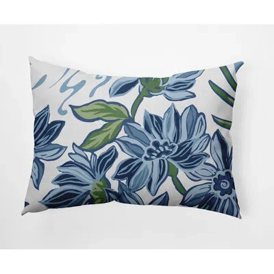 E By Design Iona Outdoor Rectangular Pillow Cover & Insert In Blue