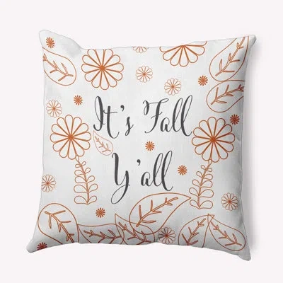 E By Design It's Fall Y'all Indoor/outdoor Throw Pillow In White