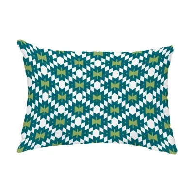 E By Design Jodhpur Kilim Outdoor Rectangular Pillow Cover & Insert In Teal