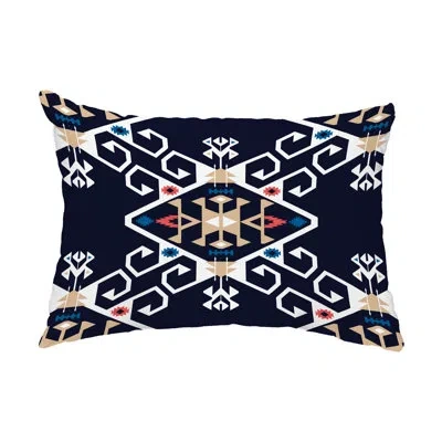 E By Design Jodhpur Medallion Outdoor Rectangular Pillow Cover & Insert In Navy Blue