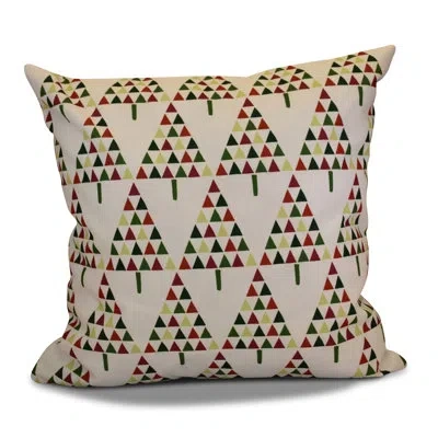 E By Design Jump For Joy Christmas Triangle Trees Square Pillow Cover & Insert In Cream