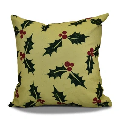 E By Design Jump For Joy Decorative Holiday Print Outdoor Square Pillow Cover & Insert In Light Green