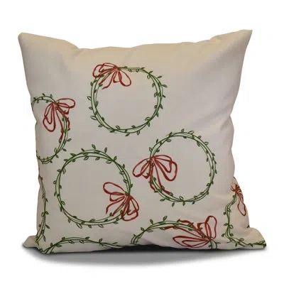 E By Design Jump For Joy Holiday Simple Wreath Square Pillow Cover & Insert In Green