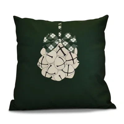 E By Design Jump For Joy Jingle Bells Square Pillow Cover & Insert In Dark Green