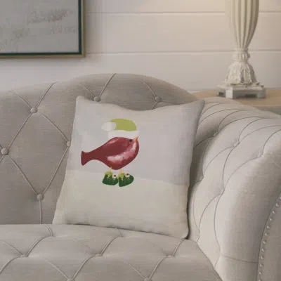 E By Design Jump For Joy Merry Christmas Bird Square Pillow Cover & Insert In Cranberry