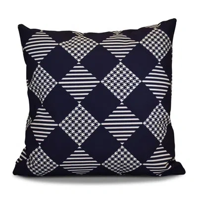 E By Design Jump For Joy Outdoor Square Pillow Cover And Insert In Navy Blue