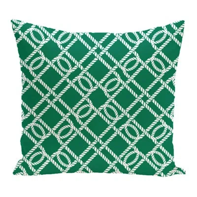 E By Design Know The Ropes Outdoor Square Pillow Cover And Insert In Green