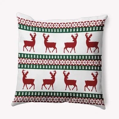 E By Design Lace Reindeer Ensemble Accent Pillow In Red