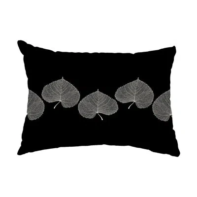 E By Design Leaf Print Floral Decorative Indoor/outdoor Lumbar Pillow