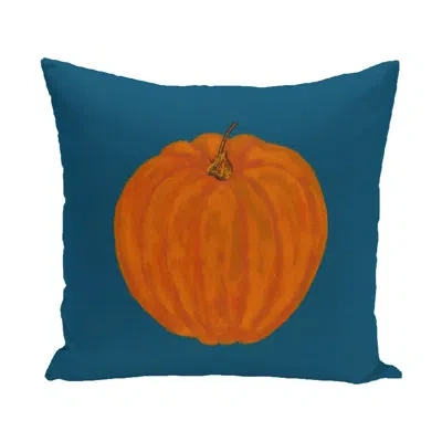 E By Design Lil' Pumpkin Holiday Print Outdoor Square Pillow Cover & Insert In Navy Blue