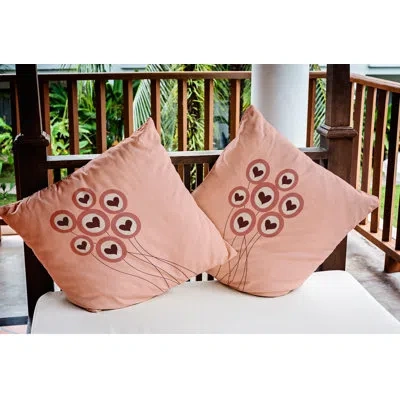 E By Design Love Balloons Valentines Outdoor Square Pillow Cover & Insert In Pink