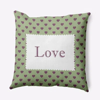 E By Design Love Decorative Throw Pillow Phw1644gr41pu38 In Green