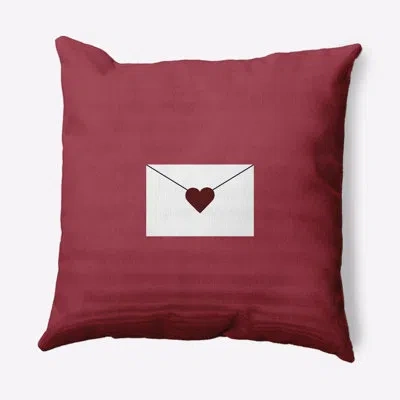 E By Design Love Letter Valentines Decorative Square Pillow Cover & Insert In Maroon