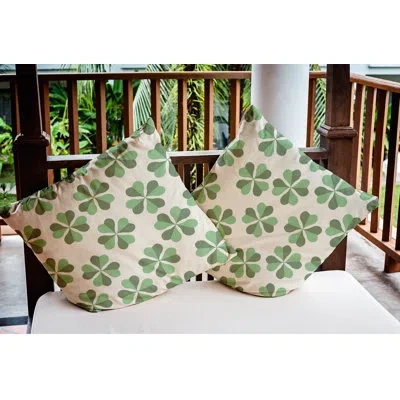 E By Design Lucky Patch St. Patrick's Day Outdoor Square Pillow Cover & Insert In Laurel Tree Green