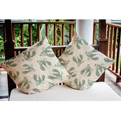 E By Design Ludwig Lobster Fest Coastal Throw Pillow In Sage