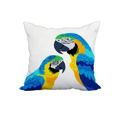 E By Design Macaw Close Up Mid Tropical Print Square Cotton Pillow Cover & Insert In Mid Blue