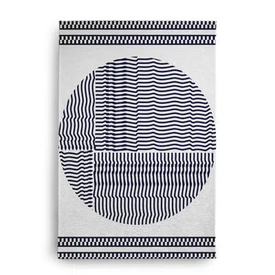 E By Design Machine Woven Chenille Indoor / Outdoor Area Rug In Blue