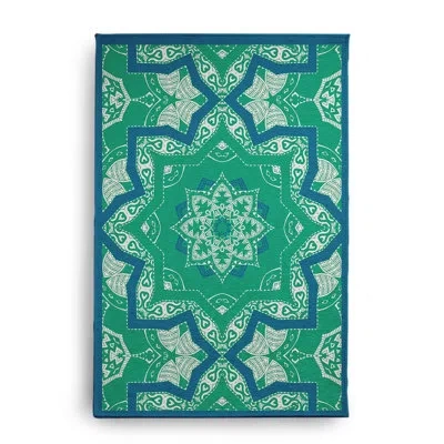 E By Design Machine Woven Chenille Indoor / Outdoor Area Rug In Blue