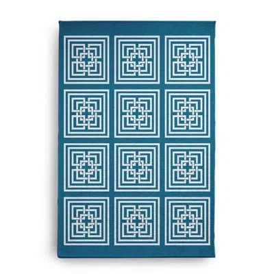 E By Design Machine Woven Chenille Indoor / Outdoor Area Rug In Blue
