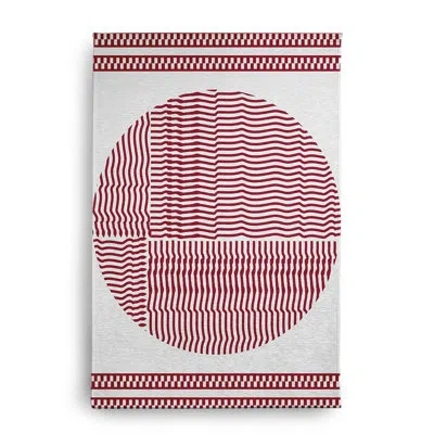 E By Design Machine Woven Chenille Indoor / Outdoor Area Rug In Red