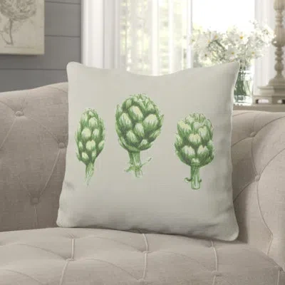 E By Design Magdalen Artichoke Floral Print Throw Pillow In Light Gray-green