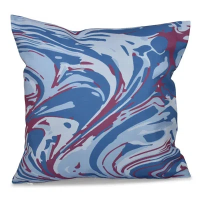 E By Design Marble Blend Geometric Print Square Pillow Cover & Insert In Blue