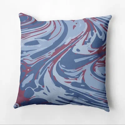 E By Design Marble Blend Outdoor Square Pillow Cover & Insert In Blue