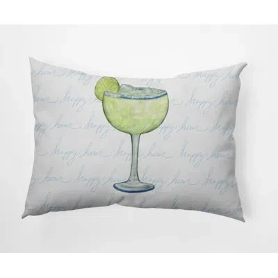 E By Design Margarita Margarita Text Fade Happy Hour Pillow Cover & Insert In Pale Blue