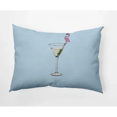 E By Design Martini Glass Flamingo Rectangular Pillow Cover And Insert In Light Blue