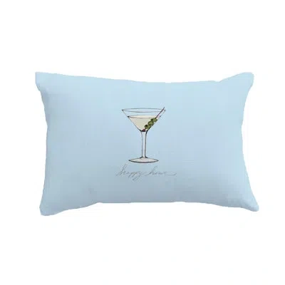 E By Design Martini Glass Happy Hour Outdoor Rectangular Pillow Cover & Insert In Pale Blue