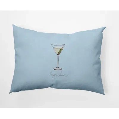 E By Design Martini Glass Happy Hour Rectangular Pillow Cover In Light Blue