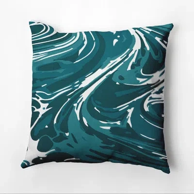 E By Design Mélange Geometric Outdoor Square Pillow Cover & Insert In Teal