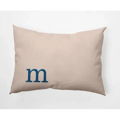E By Design Modern Monogram Indoor/outdoor Throw Pillow In Autumn Blue