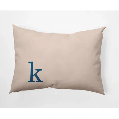 E By Design Modern Monogram Indoor/outdoor Throw Pillow In Autumn Blue