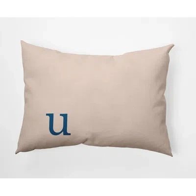 E By Design Modern Monogram Indoor/outdoor Throw Pillow In Beige,blue