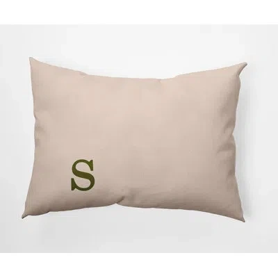 E By Design Modern Monogram Indoor/outdoor Throw Pillow In Beige,green