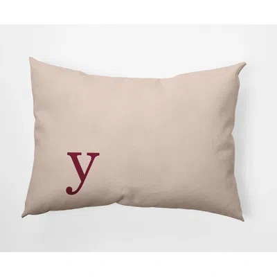 E By Design Modern Monogram Indoor/outdoor Throw Pillow In Cranberry