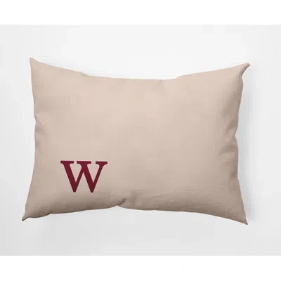 E By Design Modern Monogram Indoor/outdoor Throw Pillow In Cranberry