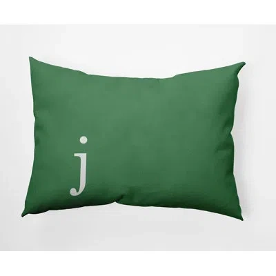 E By Design Modern Monogram Indoor/outdoor Throw Pillow In Green