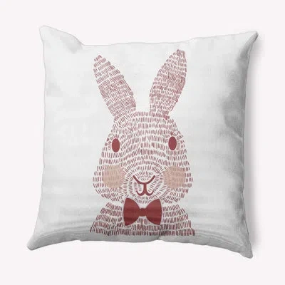 E By Design Monochrome Bunny Easter Decorative Square Pillow Cover & Insert In Ligonberry Red