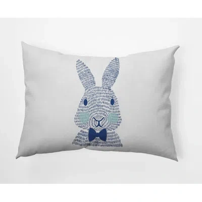 E By Design Monochrome Bunny Easter Outdoor Rectangular Pillow Cover & Insert In Dark Cobalt Blue