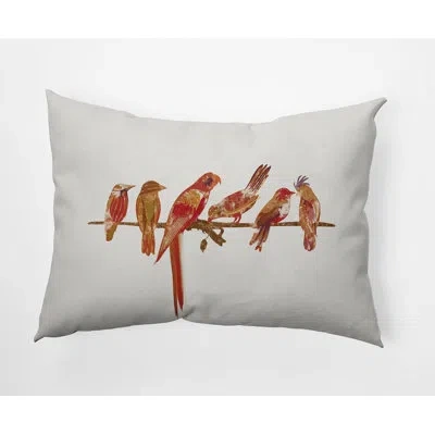 E By Design Morning Birds Outdoor Rectangular Pillow Cover & Insert In Orange