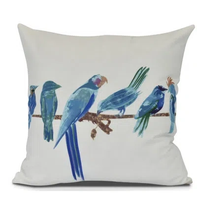 E By Design Morning Birds Outdoor Square Pillow Cover & Insert In Royal Blue