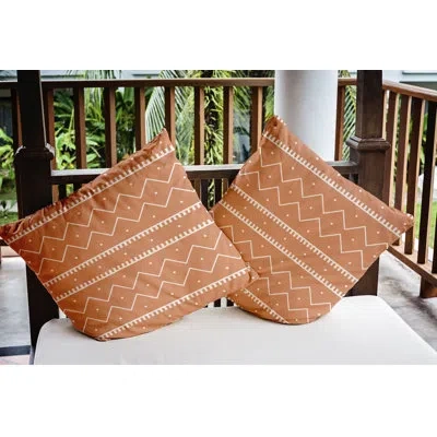E By Design Mudcloth Outdoor Square Pillow Cover & Insert In Coral