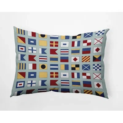 E By Design Nantucket Indoor/outdoor Reversible Throw Pillow In Aqua