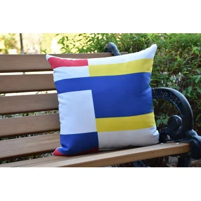 E By Design Nantucket Multi Abstract Geometric Outdoor Square Pillow Cover & Insert