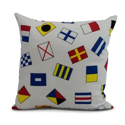E By Design Nantucket Multi All Over Toss Larger Print Indoor/outdoor Throw Pillow