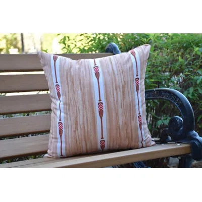 E By Design Nantucket Oar Stripe Trio Print Outdoor Square Pillow Cover & Insert In Ivory